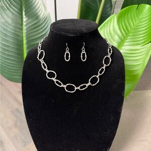 Elegant Silver Chain Necklace and Earring Set